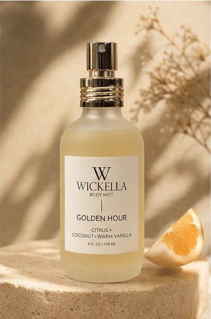 Golden Hour Body Mist | Citrus, Coconut & Warm Vanilla | Wickella